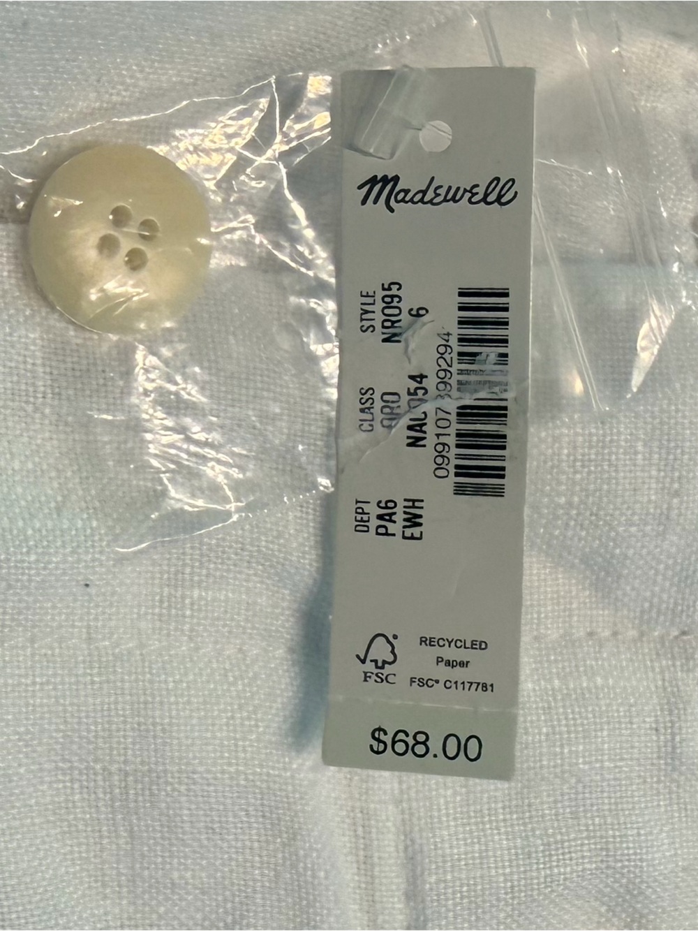 MADEWELL Clean Button-Tab shorts 100% Linen High Rise 6 Eyelet White NR095 $68 - Picture 9 of 10